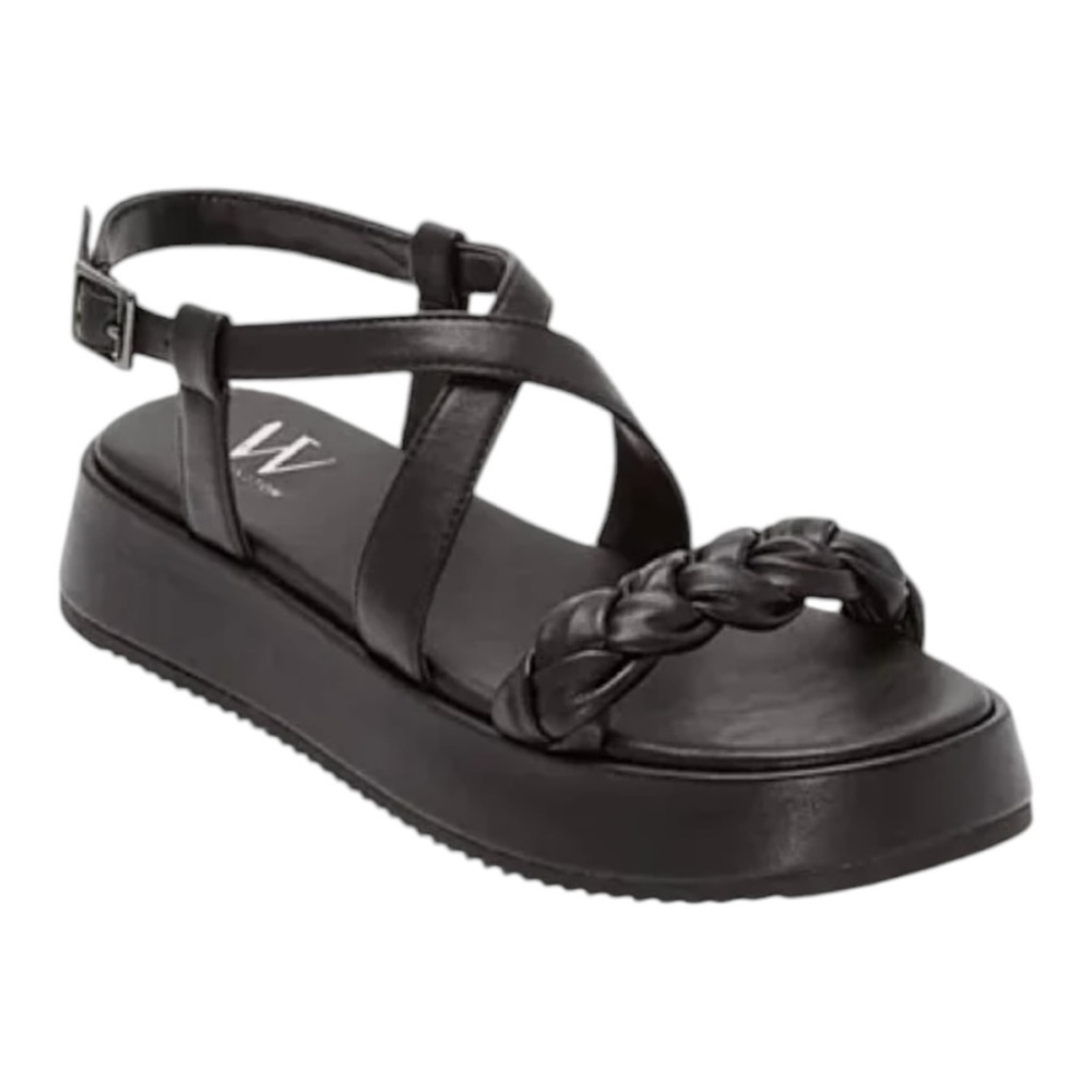 Worthington Lulu Black BraidedCrisscross Strap Platform Sandals Size 9.5M